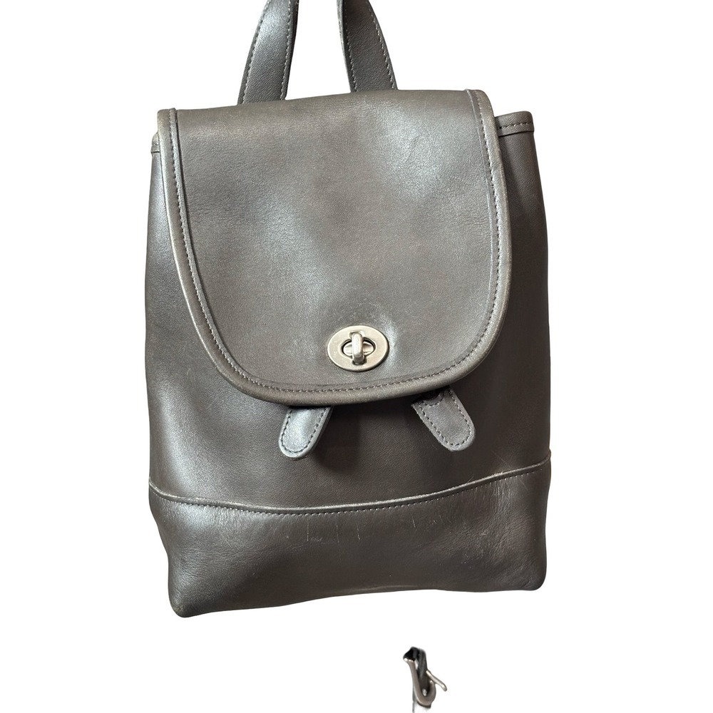 Coach Vintage 9960 Mini Backpack Charcoal Gray Glove Tanned Leather - Picture 2 of 11